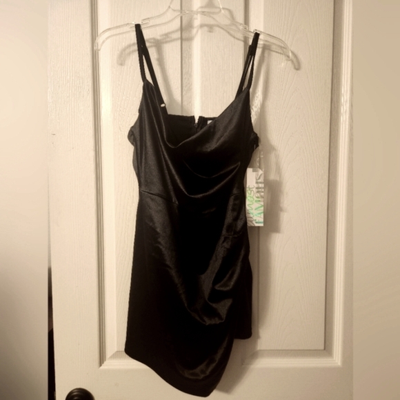 Black Satin Slip Dress - Picture 2 of 8